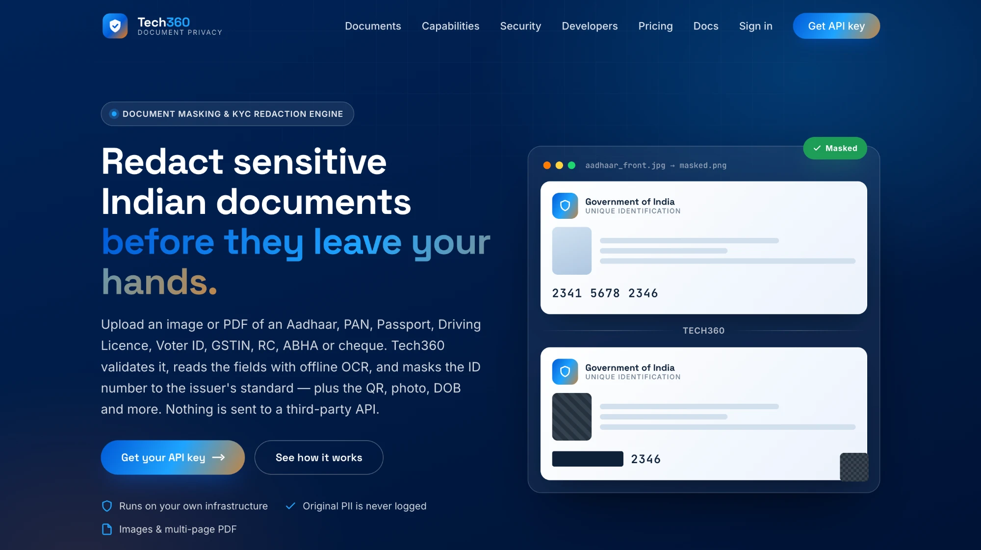 Document Masking interface